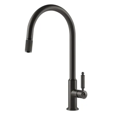 Gessi Miscelatore monocomando con doccetta estraibile Venti20 60622 707 finitura Black Metal Brushed - IN PROMOZIONE FINO AL 6/07