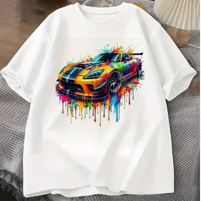 T-shirt a maniche corte con auto