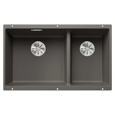 Blanco Lavello a due vasche SUBLINE 430/270-U Total Black 2527350 finitura grigio vulcano da 75x46 cm - Sottotop