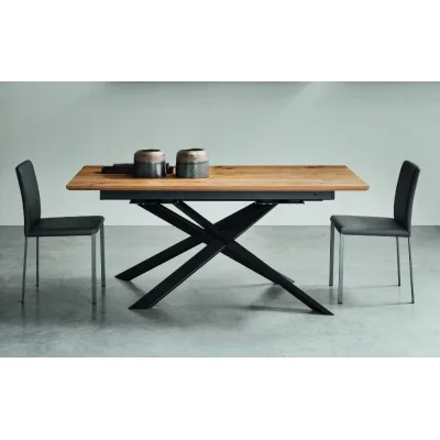 Maronese Acf Tavolo allungabile FIX con struttura in metallo e piano in legno da L.180(280) cm - Con 2 allunghe laterali