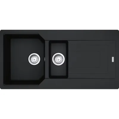 Franke Lavello una vasca con vaschetta e gocciolatoio Urban Incasso UBG 651 114.0686.779 in fragranite nero da 100x50 cm