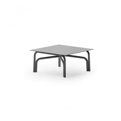Unopiù Tavolino fisso SALÒ in alluminio e piano a scelta da 70x70 cm