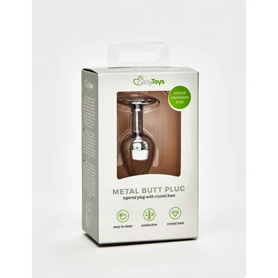 Plug anale metallo gemma trasparente 7,2 cm base larga sex toy