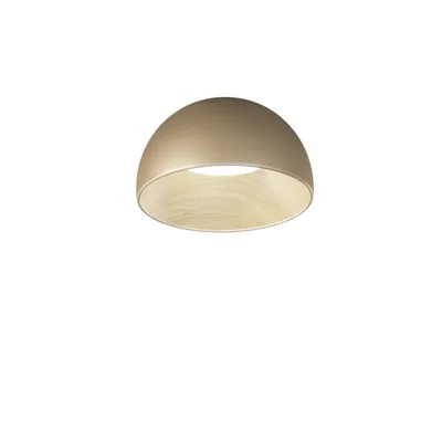Plafoniera led in metallo CCT  forma sferica Effetto Legno Oro 23x35 cm