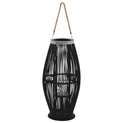 Kaia — Supporto per lanterna a sospensione in bambù 60 cm, nero