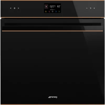 Smeg S Forno termoventilato pirolitico Galileo Tradizionale pyro SOP6602TNR finitura vetro nero e rame da 60 cm