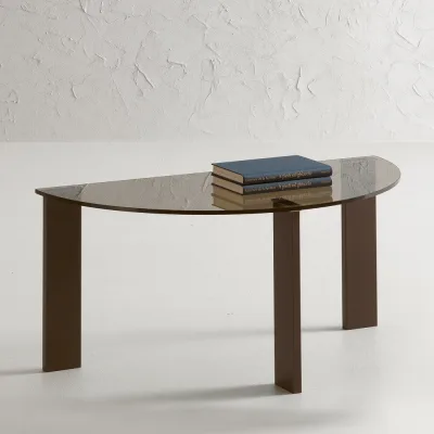 X.ABITAre Tavolino Atlantique art. T119 con struttura in metallo e piano in cristallo