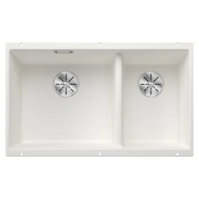 Blanco Lavello a due vasche SUBLINE 430/270-U Dark Steel 4523155 finitura bianco da 75x46 cm - Sottotop
