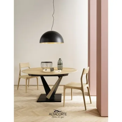 Altacorte Tavolo allungabile West con struttura in ferro e piano a scelta da 125(185)x125 cm - 1 allunga