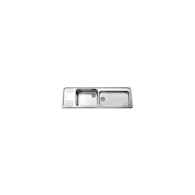 Alpes Lavello da appoggio a due vasche A5-5158/2C1V1V8 con vasca da 8 cm a destra in acciaio inox da 158x50 cm