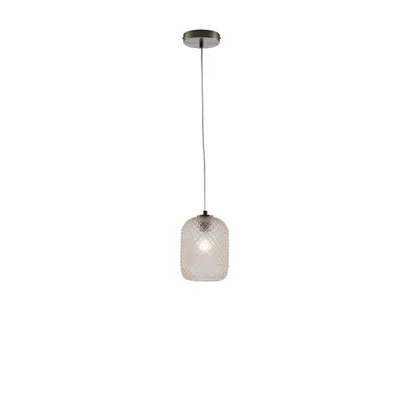 Lampadario elegante in vetro cristallo ambra, lampadina E27, 15x150cm