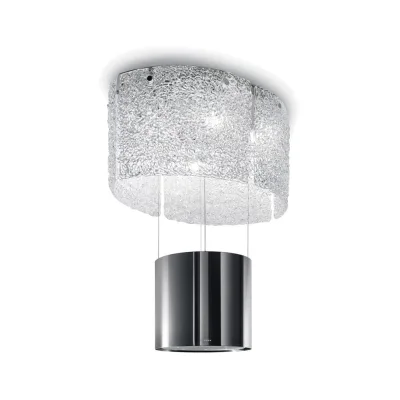 Faber Cappa a isola sospesa NEST PLUS KL 345.0492.592 finitura acciaio inox e vetro da 86 cm – Con incluso Kit 6 LED G9 2.5 W