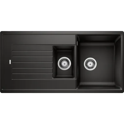 Blanco | Lavello una vasca con vaschetta e gocciolatoio ZIA 6 S 1526021 finitura nero da 100x50 cm - Sopratop