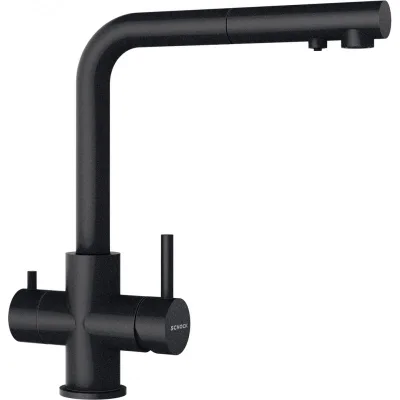 Schock Miscelatore 3 vie a doppio comando VITUS CON DOCCIA 560127PUR finitura acciaio nero