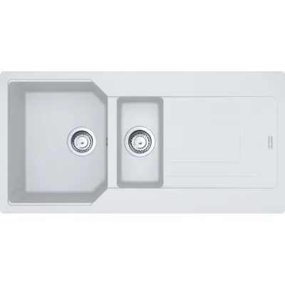 Franke Lavello una vasca con vaschetta e gocciolatoio Urban Incasso UBG 651 114.0686.781 in fragranite bianco da 100x50 cm