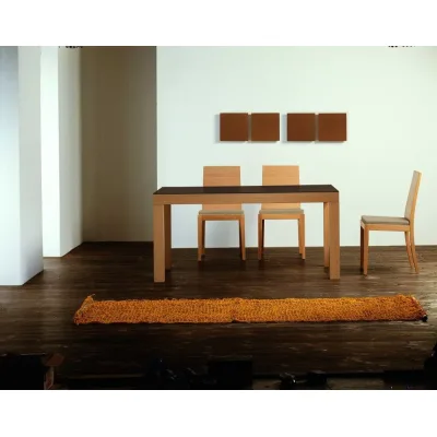 Santarossa Tavolo rettangolare allungabile Flat finitura rovere chiaro e vetro caffè