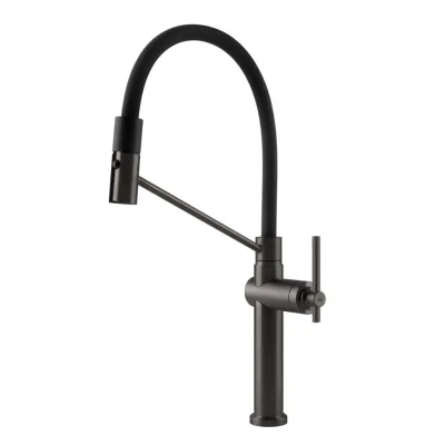 Gessi Miscelatore semi pro monocomando con doccetta estraibile Habito 60664 707 finitura Black Metal Brushed - IN PROMOZIONE FINO AL 6/07