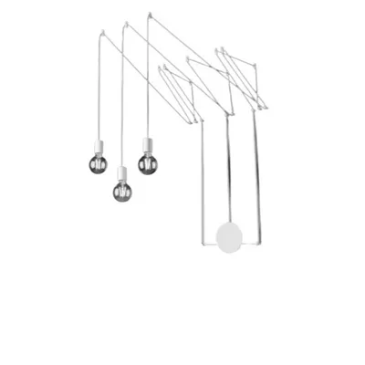 Plafoniera moderna in metallo bianco, cavo regolabile, 3 lampadine E27, 19x500cm