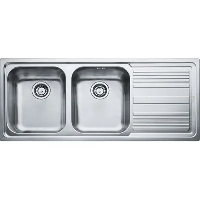 Franke: Lavello due vasche con gocciolatoio a destra Logica Line LLX 621 101.0085.849 finitura inox satinato da 116x50 cm