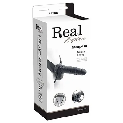 Strap-On Cavo Toyz4Lovers Real Rapture 20 cm Nero con Testicoli Harness Regolabile Sex Toy