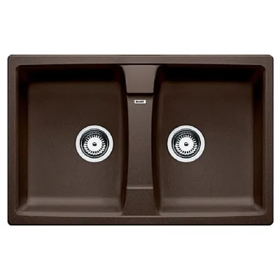 Blanco Lavello due vasche SONA 8 1535063 finitura caffè da 78x50 cm - Sopratop