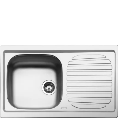 Smeg Lavello una vasca con gocciolatoio a destra LYP791D finitura acciaio inox AISI304 da 79 cm - IN PROMOZIONE FINO AL 30/06