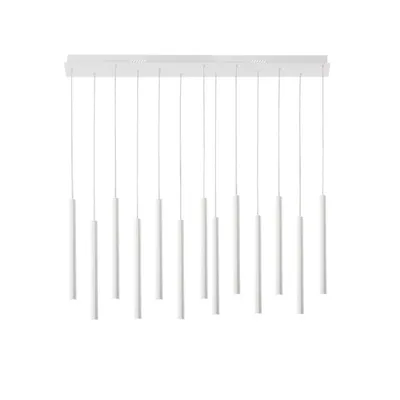 Sospensione moderna in metallo bianco, 13 pendenti LED 65W, CCT, 107.5x200cm