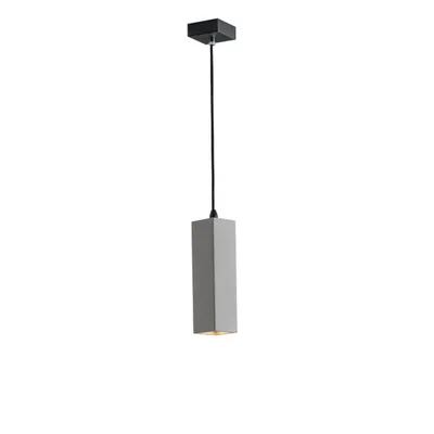 Lampadario a sospensione quadrato grigio in cemento naturale, lampadina GU10, 7x130x25cm