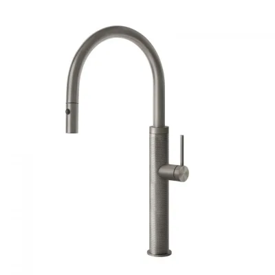 Gessi Miscelatore monocomando con doccetta estraibile Kitchen Cesello 60026 239 finitura Steel Brushed