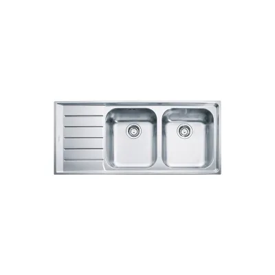Franke: Lavello due vasche con gocciolatoio a sinistra Neptune NEX 221 127.0059.719 finitura inox satinato da 116,4x51,4 cm
