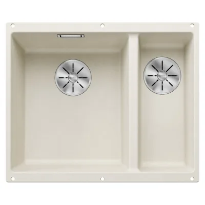Blanco Lavello a una vasca sx con vaschetta SUBLINE 340/160-U Total Black 2527162 finitura soft white da 55x46 cm - Sottotop
