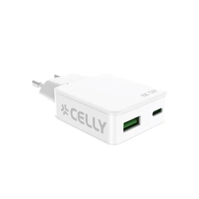 CELLY USB-C/USB-A SLIM WALL CHARGER 45W SLIMTC1C1A45WWH