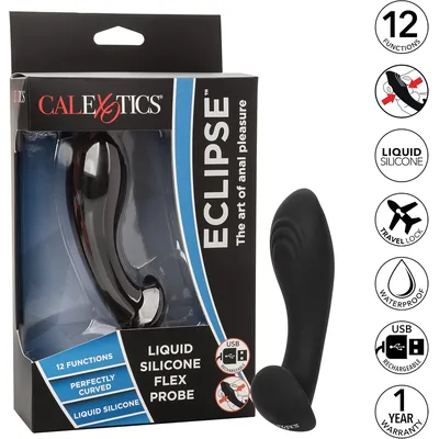Plug anale Eclipse curvo stimolante della prostata12 funzioni silicone nero