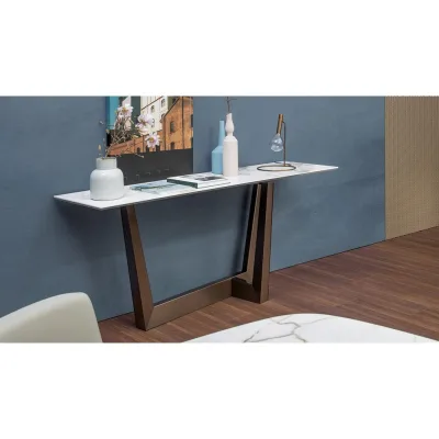 Bonaldo Consolle fissa Art Console con struttura in metallo e piano in ceramica da 180x49 cm