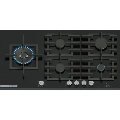 PRONTA CONSEGNA - Bosch Piano cottura a gas PRS9A6H40 in vetro temperato nero da 90 cm - Serie 8