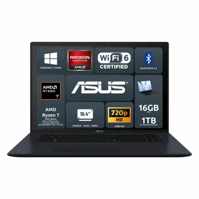 ASUS Vivobook 18 M1807HA-S8033W AMD Ryzen 7 260 16GB AMD Radeon Graphics SSD 1TB 18,4'' WUXGA 144Hz Win11 Tastiera retroilluminata