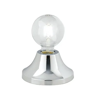 Lampada da tavolo essenziale in metallo cromo, lampadina E27, 15x8cm