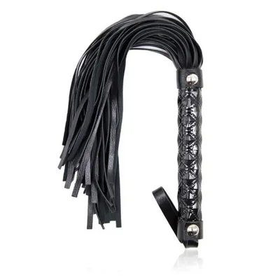 OHMAMA Fetish Flogger Frusta Nera Manico Lucido Diamond BDSM bondage