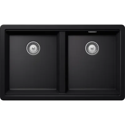 Schock Lavello due vasche GALAXY N200U GALN200U84 finitura nero puro da 73.2x43.8 cm