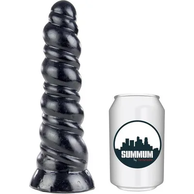 Plug anale XXL 24 cm spirale 6,5 cm nero flessibile base larga sex toy