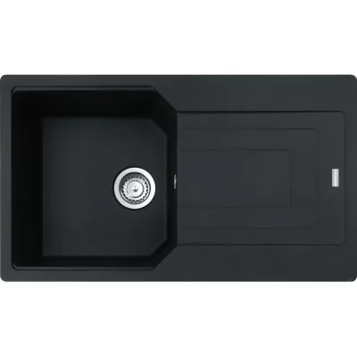 Franke: Lavello una vasca con gocciolatoio Urban Incasso UBG 611-86 114.0686.760 finitura fragranite nero da 86x50 cm