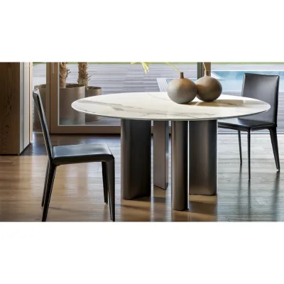 Bonaldo Tavolo rotondo fisso Geometric Table con struttura e piano in argilla spatolata a mano da Ø140 cm