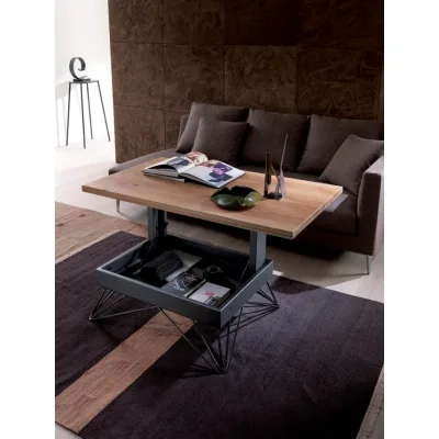 Ozzio Tavolino multifunzione trasformabile Radius art. T064 con struttura in metallo e piano a scelta da 117x68 cm