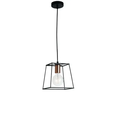 Lampadario a sospensione in metallo nero opaco e rame, 1 luce E27, 22x120cm