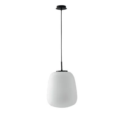 Lampadario a sospensione moderno in vetro opale bianco, lampadina E27, 120x32cm