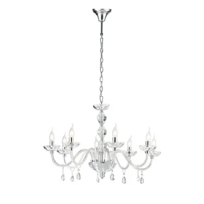 Lampadario luxury a sospensione cromo in cristallo, 8 luci E14, 83x190cm
