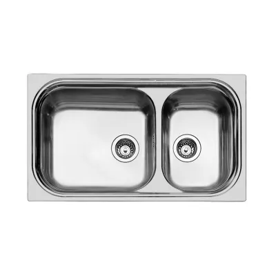 Foster Lavello due vasche 1562 002 finitura acciaio inox da 86x50 cm - Vasca grande a sinistra