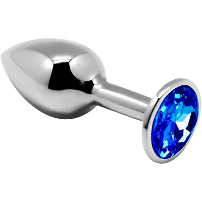 Plug anale Passion Labs Metallic Small 7 cm Ø 2,6 cm metallo con gemma blu