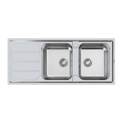 Foster Lavello due vasche con gocciolatoio a sinistra 5812 061 finitura acciaio inox da 116x50 cm - IN PROMOZIONE FINO AL 30/06