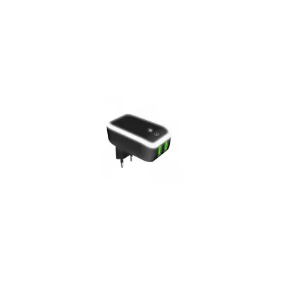 CELLY 2USB-A WALL CHARGER 12W W/LIGHT BK TC2USBLEDBK
